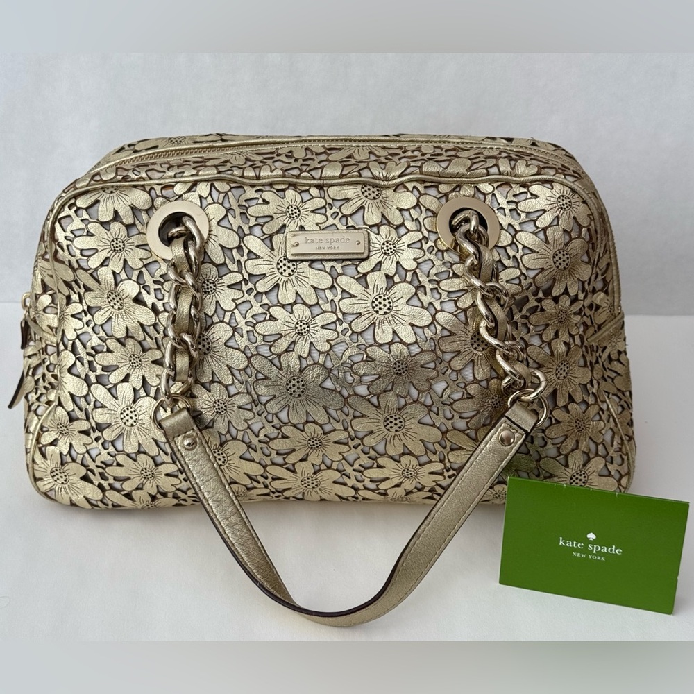 Kate Spade Garden Grove Laser Cut Handbag Gold